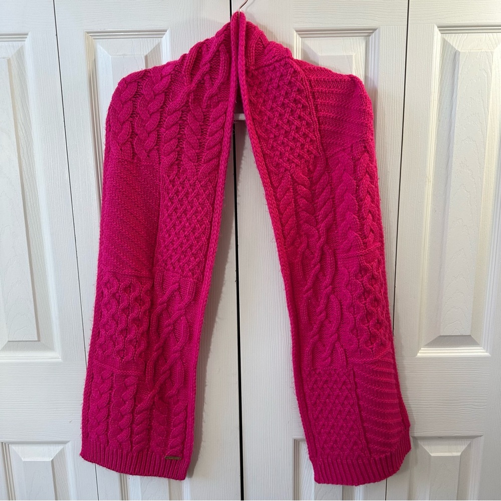 Michael Michael Kors Women’s Pink Cable Knit Scarf 10”x68”
